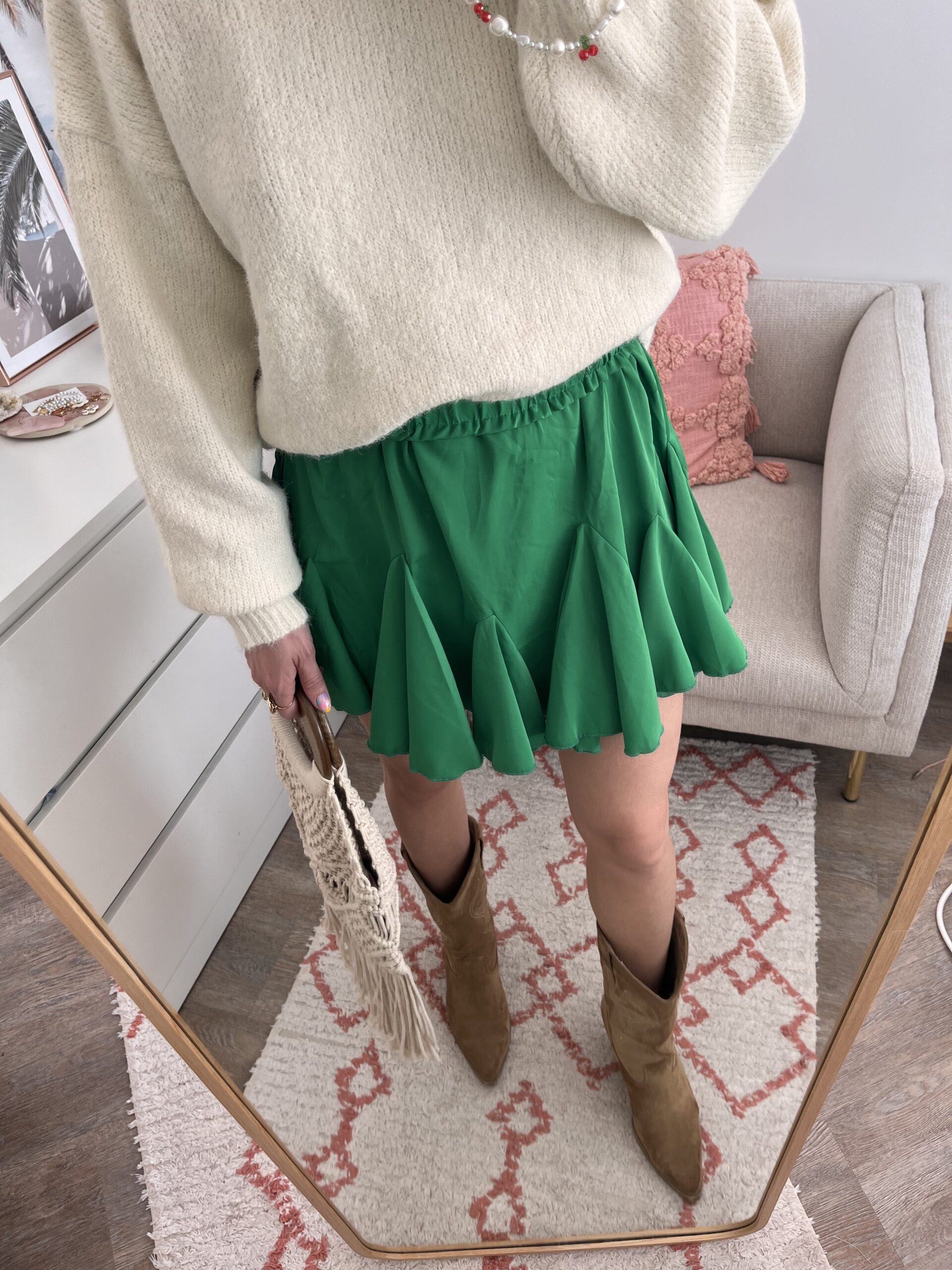 Mini Jupe à Volants Verte Morgan – Taille 2, Occasion En Très Bon état, Parfaite Pour Un Look Frais